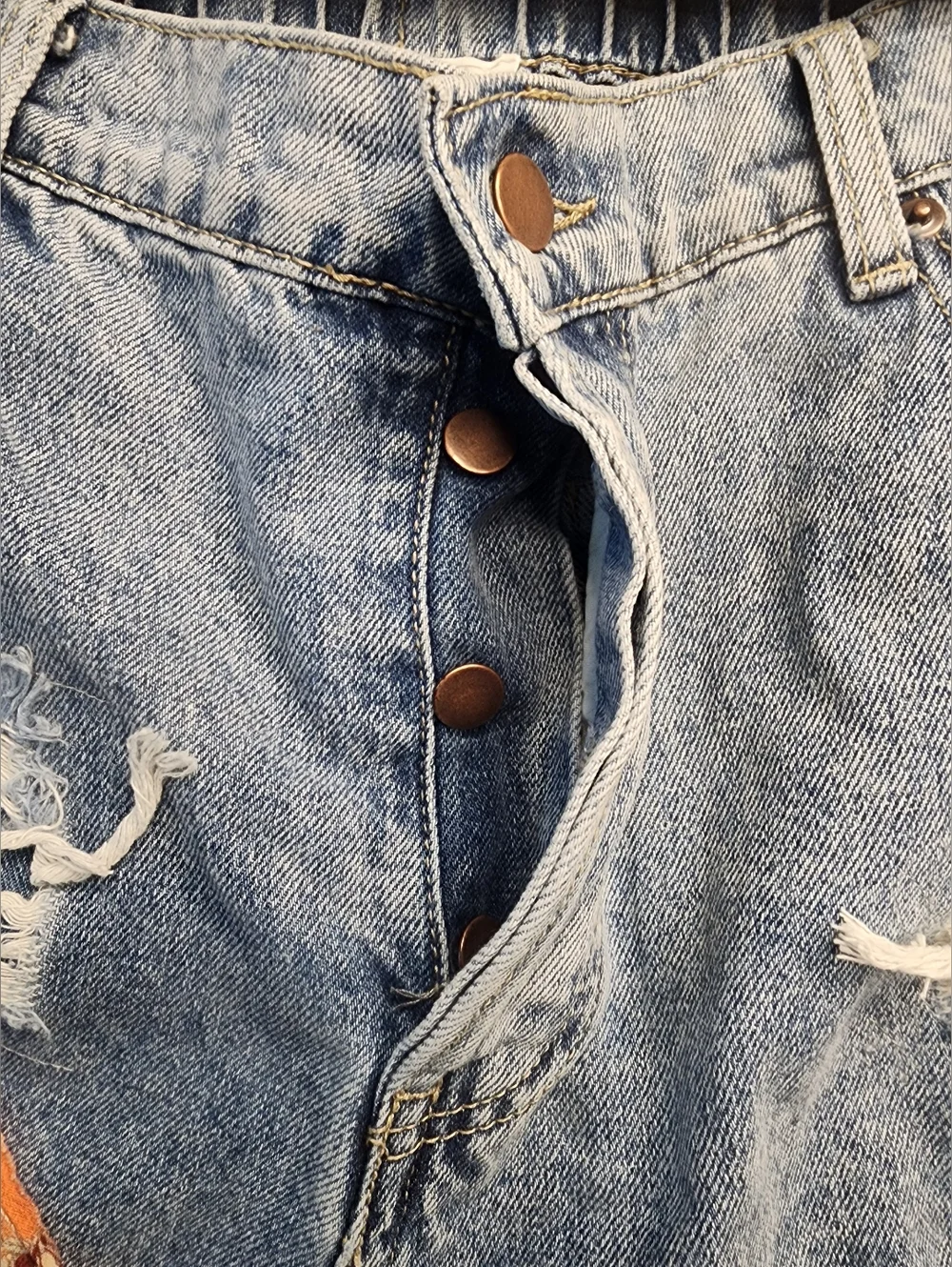 OH! Vintage Patchwork Womens Jeans Hippie Festival Concert High Waist Size XL - Picture 4 of 12